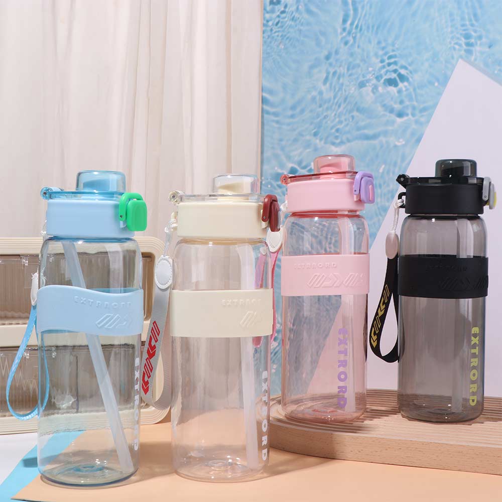 800ml/27oz Large Capacity Sports Water Bottle Leak Proof Plastic Drinking Cup With Time Scale Suitable For Travel Fitness Sports