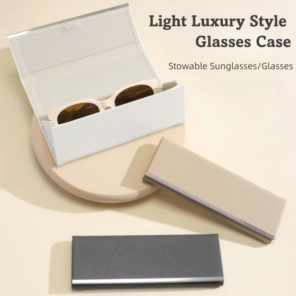 Durable Magnetic Buckle Eyeglasses Case PU Leather Portable Eyewear Protective Case Lightweight Flocking Inside Sunglasses Box