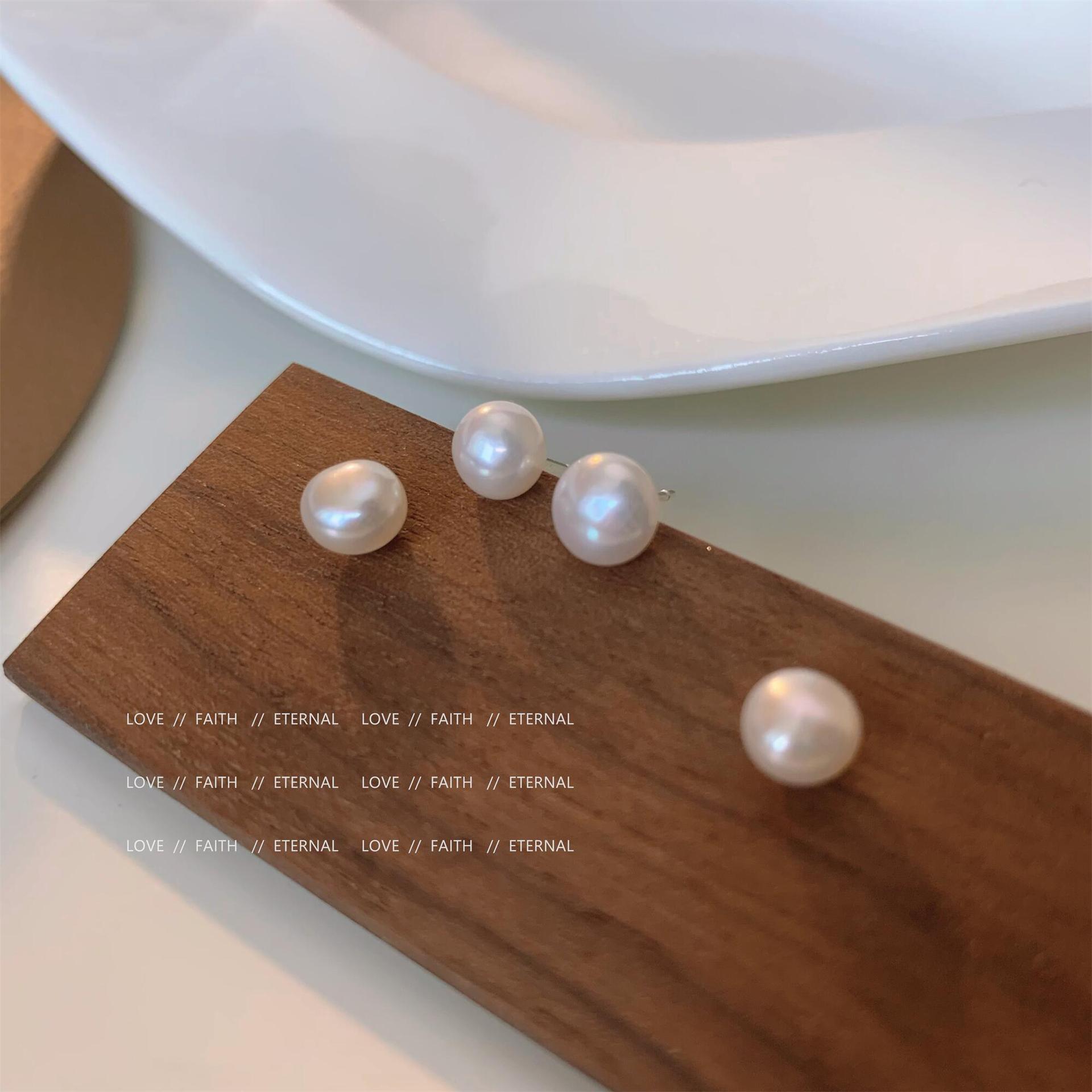 【Mega Sale】Silver Needle Natural Freshwater Pearl Studs Elegant Light Luxury Incense Plate Ear Earrings without Ear Holes Women's Earrings
