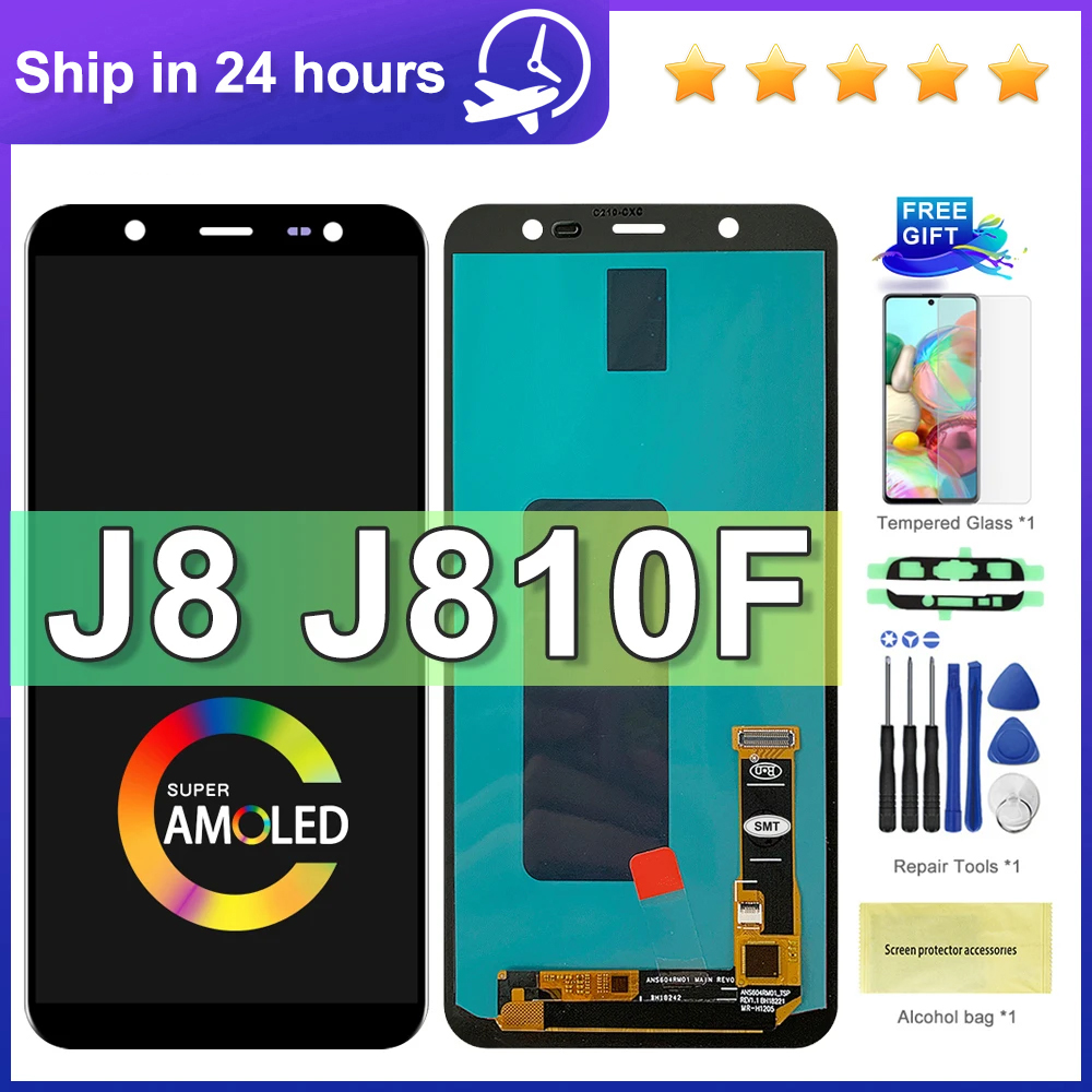 New specials For AMOLED J8 LCD For Samsung J8 2018 J810 J810FN SM-J810 LCD Display Touch Screen Digitizer Assembly Replacement