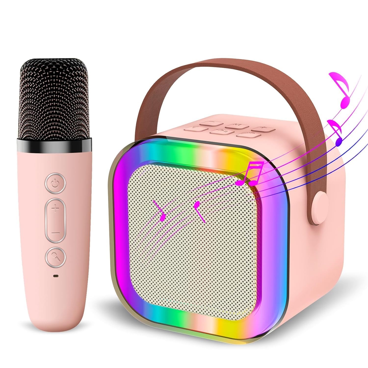 K12 Colorful Bluetooth Speaker with Karaoke Mic System for Home Singing Magic Ai Voice Changer Portable Mini Wireless Speaker with Mike for House Parties Birthday Gifts Events (Retro Jam)- Blue
