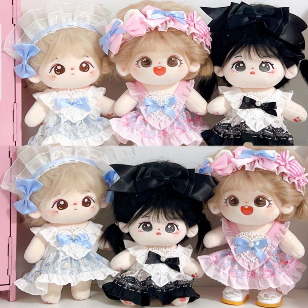 Cute Wedding Dress 20cm Cotton Doll Clothes Doll Accessories Stuffed Cotton Doll Idol Dolls White Gauze Skirt Headwear Colorful Kawaii Cotton Doll Skirt Idol Star Doll