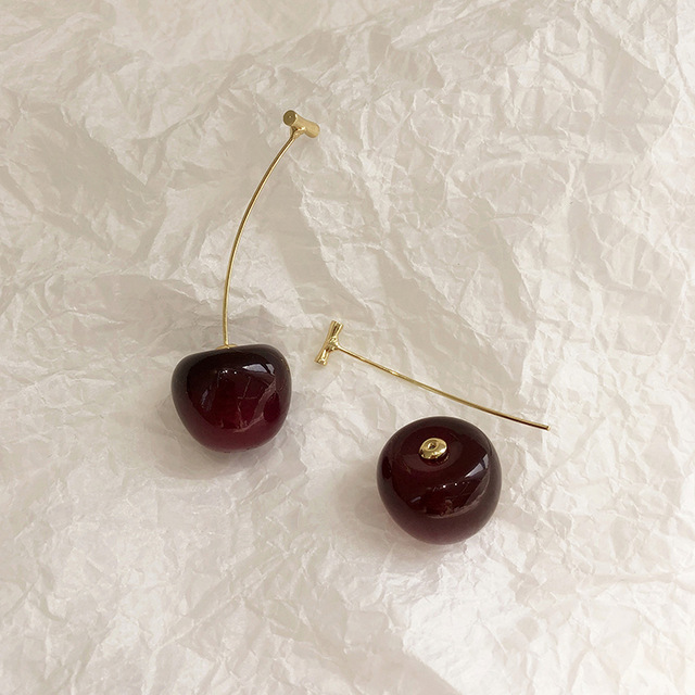 【Happy LifeStore】AOMU 2023 New Japan Cherry Shaped Drop Earrings For Wo Sweet Cute Brincos Line Jewelry Gifts