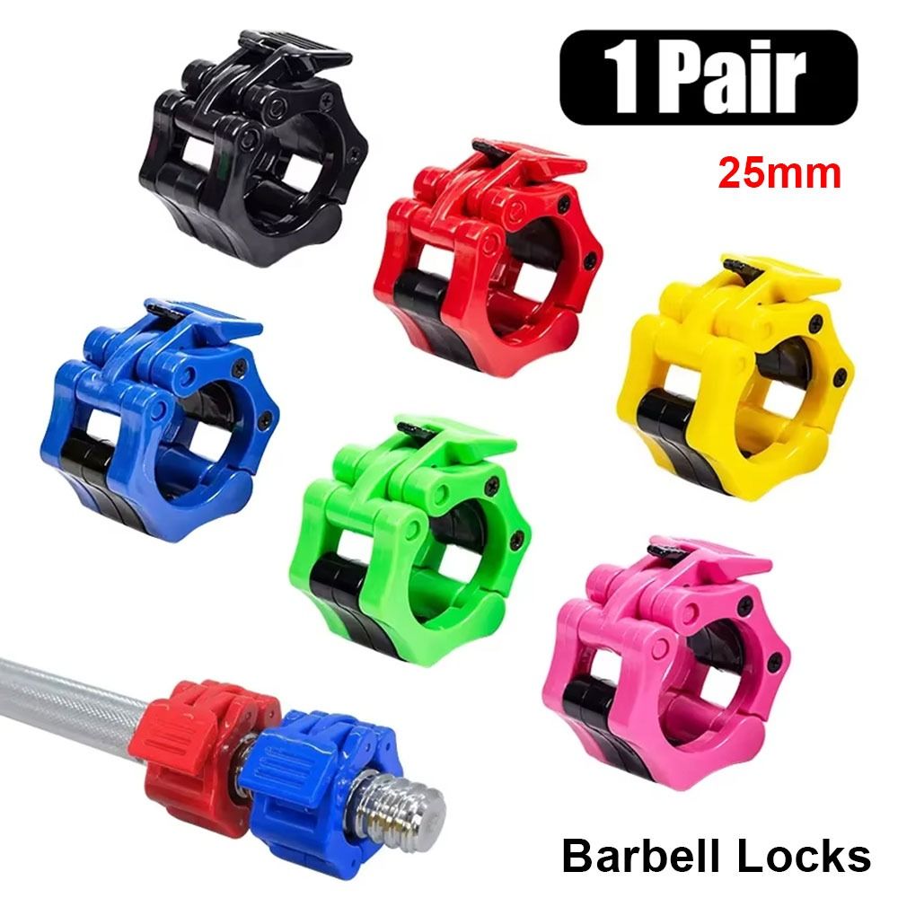 1Pair Durable Weight Lifting Bar Barbell Locks Quick Release 25mm Safety Clip Colorful Dumbell Clips Fitness Body Building