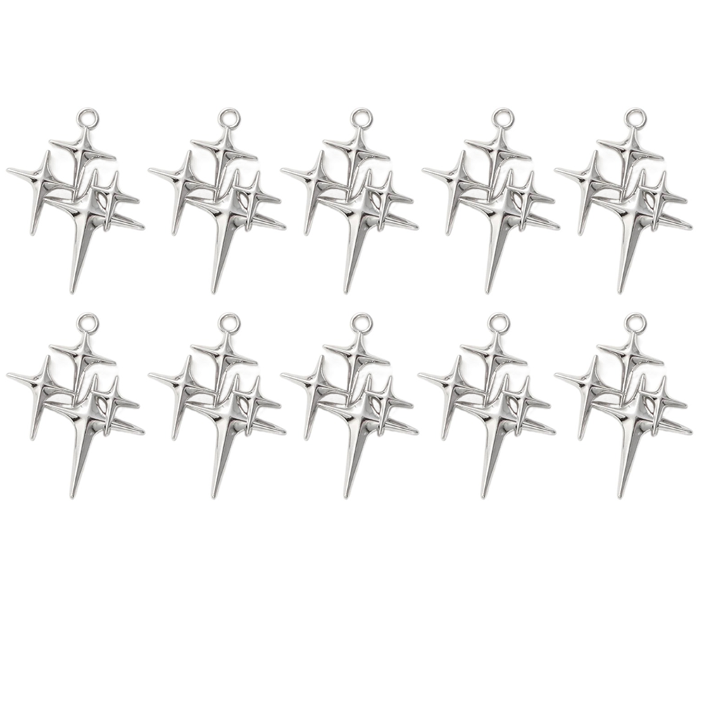 10 Pcs High Quality Alloy Polaris Enamel Charms Silver Small Star Pendants with Hole Romantic Handmade DIY Jewelry Accessories