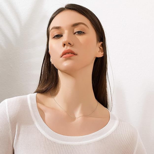 Looks Like Original Silver Very Thin Neck Necklace For Unisex - Long Life Durable Stainless Steel Looks Like Original White Gold Neck Chain For Unisex