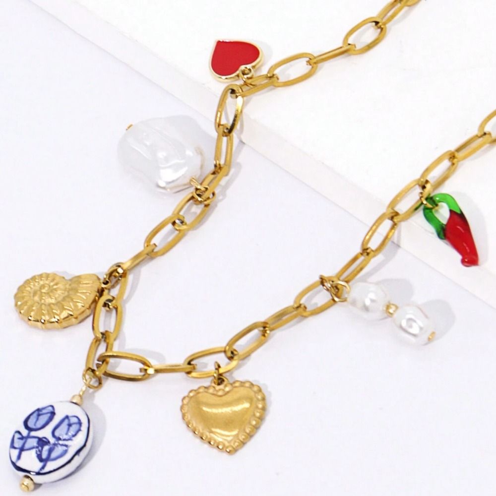 gift 18K Gold Plated Choker Necklace Conch Starfish Retro Necklace Charms DIY Jewel Necklace Pendant