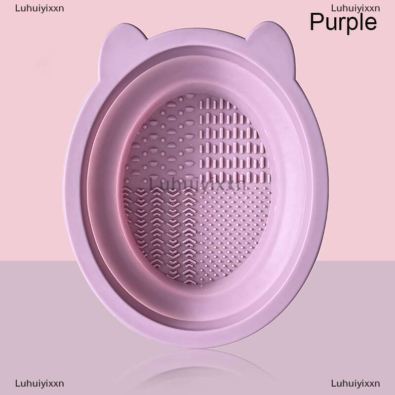 New Luhuiyixxn Bear Ears Silicone Cleaner Scrubbing Pad Beauty Egg Eyebrow Brush Cleaning Mat Portable Hand Makeup Tools