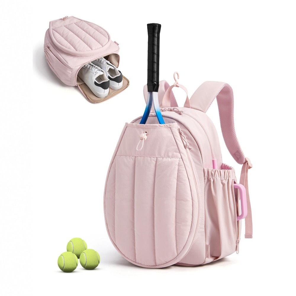 High Quality Large Capacity Tennis Gym Bag Holds 2 Rackets Dry-wet Separation Tennis Backpack with Shoe Compartment Portable Tennis Bag for Women