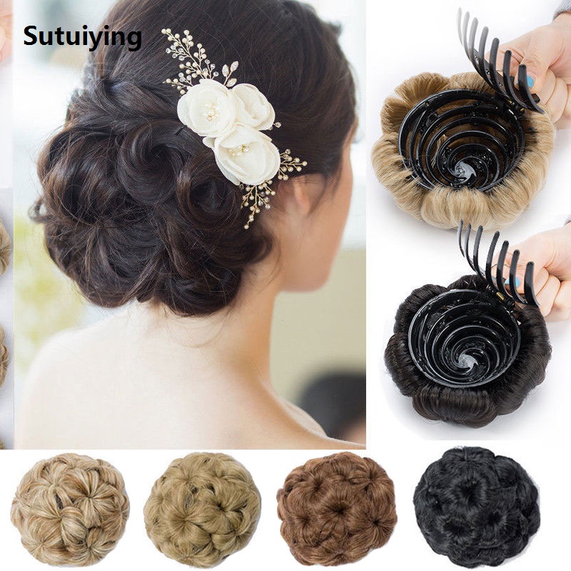 Sutuiying WIGSIN Synthetic Claw Chignon Short Messy Curly Hair New style Bun Hairpiece For Women Scrunchy Clip-on Hair Hair