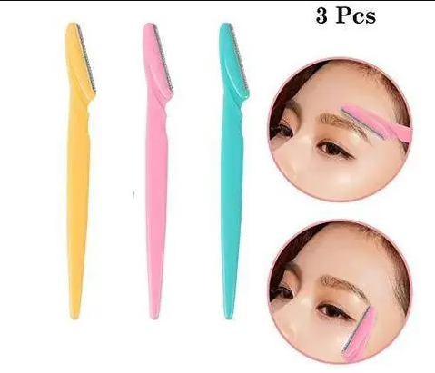 Stainless Steel Eyebrow &Facial Hair Razor 3 Pcs