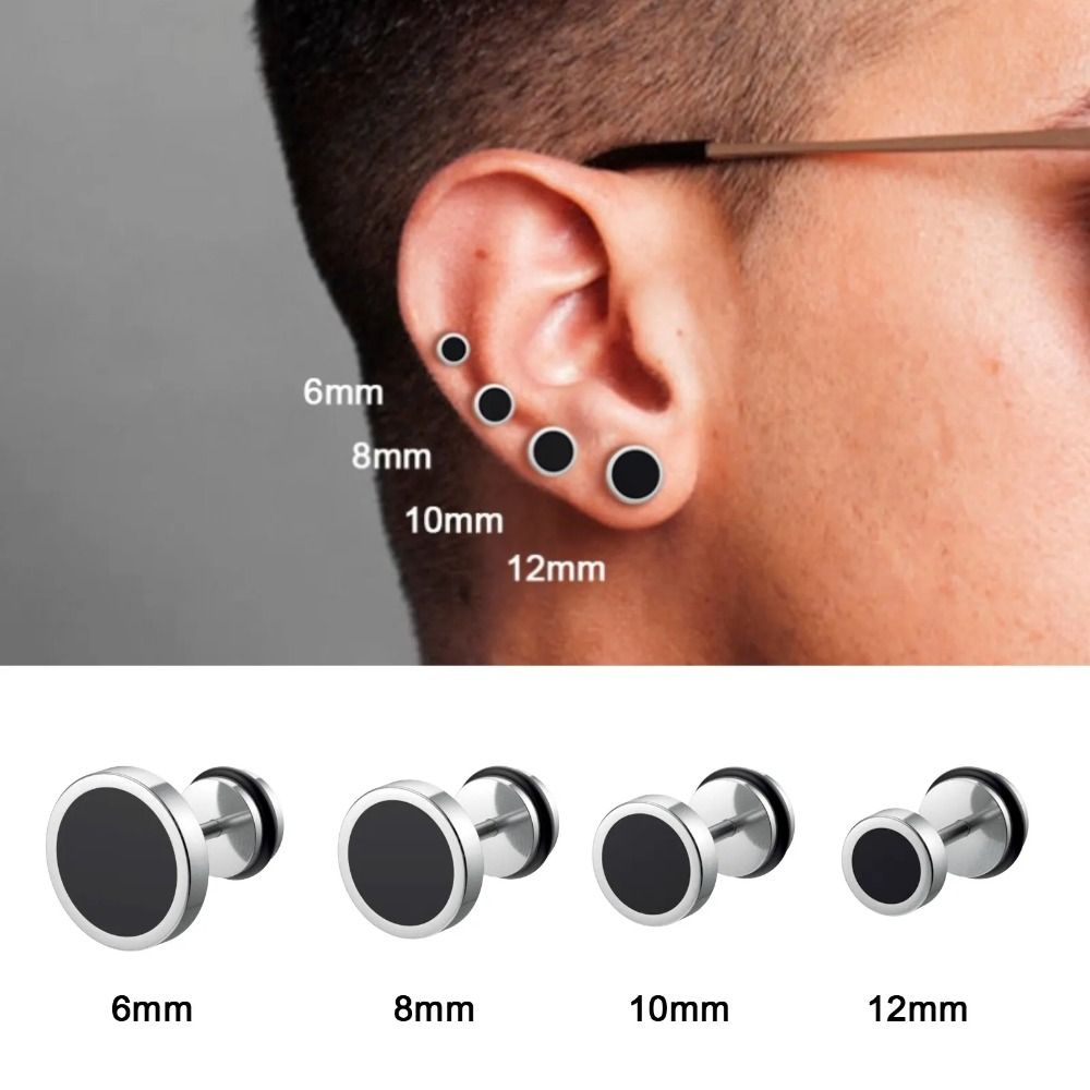 Cool Round Black Stud Earrings Solid Color Oil Drip Hip Hop Earring Street Wear Hip Hop Fashion Stud Earring Gift