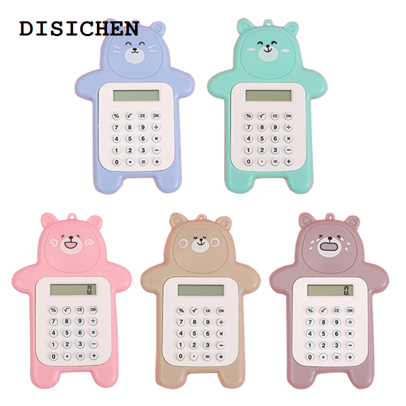 DISICHEN Hot Selling Bear Calculator 8 Digits Sensitive Button Standard Function Calculator Pocket Size for Kid Boy Girl Student School