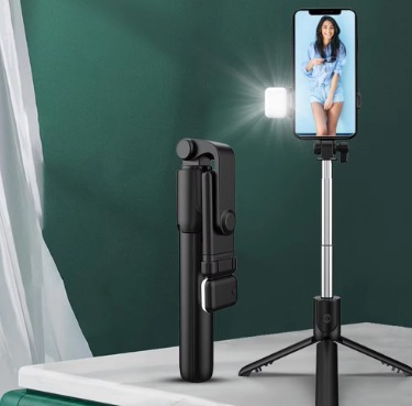 3 in 1 Bluetooth Remote Control Phone Tripod Selfie Stick With LED Light For Video Shooting