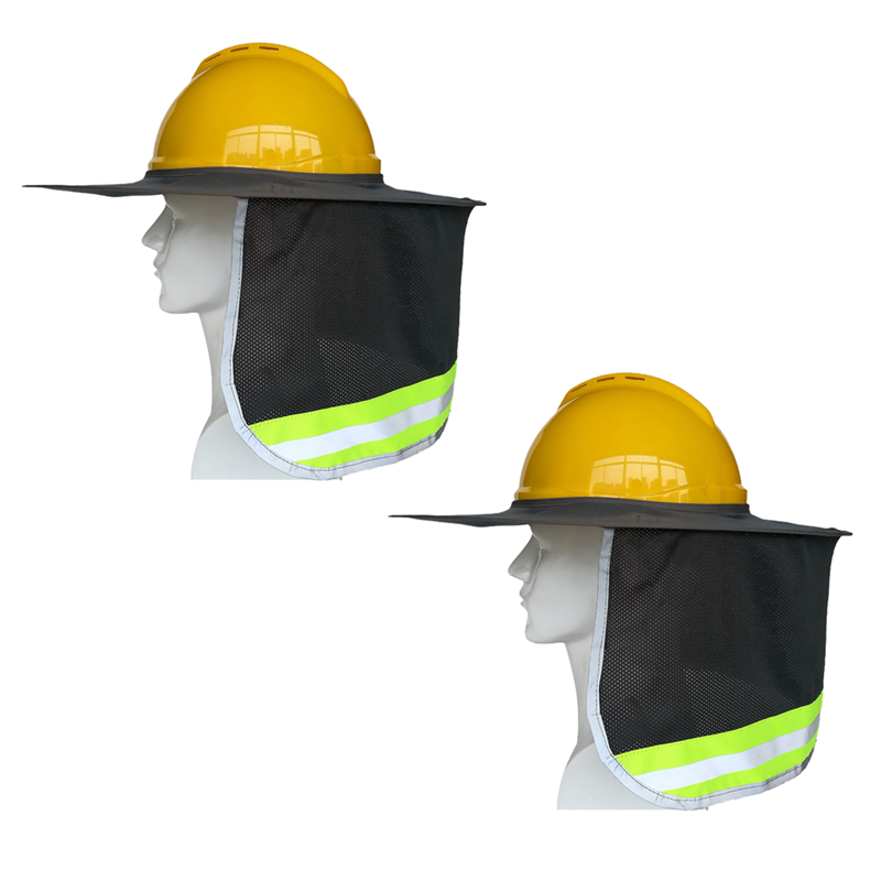 NAMUNY Hard Hat Sun Shade, High Visibility Sun Visor Neck Shade with Reflective Strip, Full Brim(Hard Hat Not Included) 2 Pack