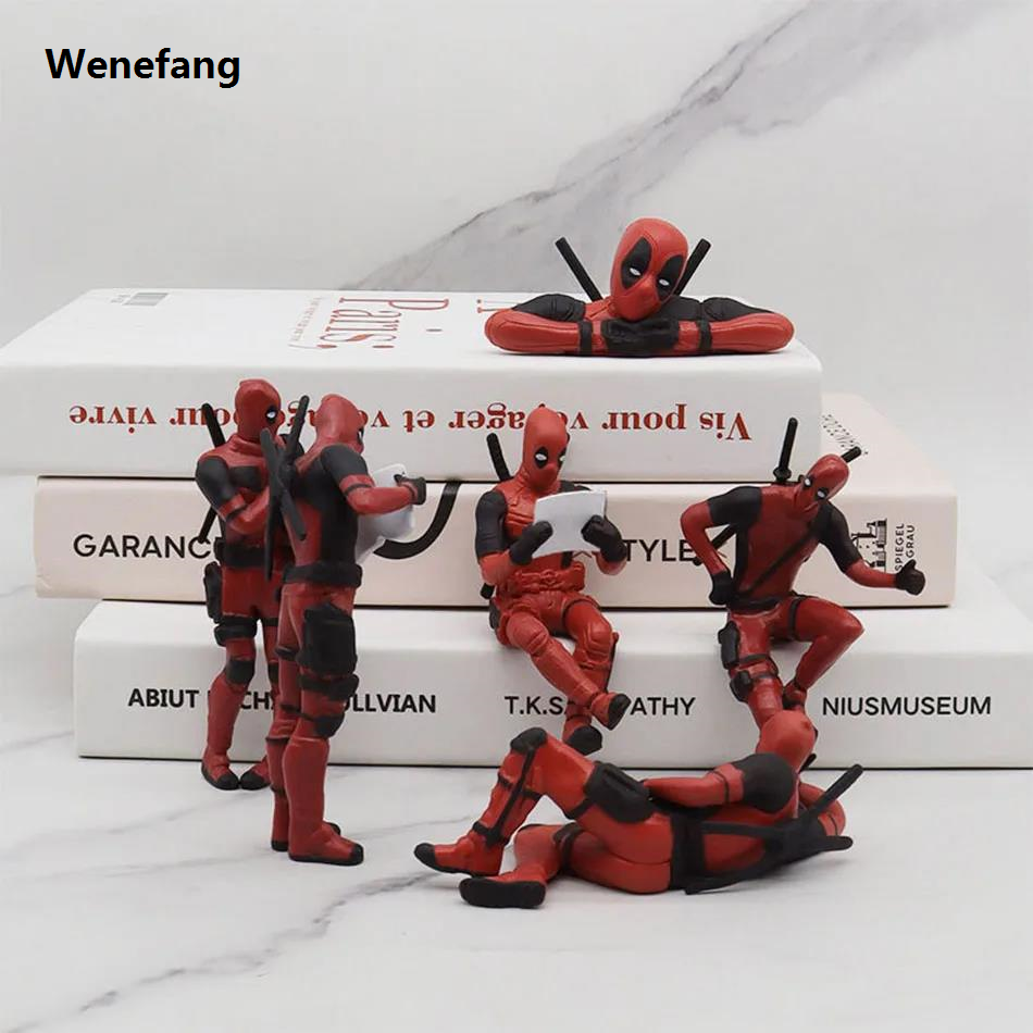 Wenefang Anime Deadpool 2 Action Figure Sitting lying Posture Model Anime Hot Selling X-Men Mini Doll Collection Figurine Gifts Desk Decoration