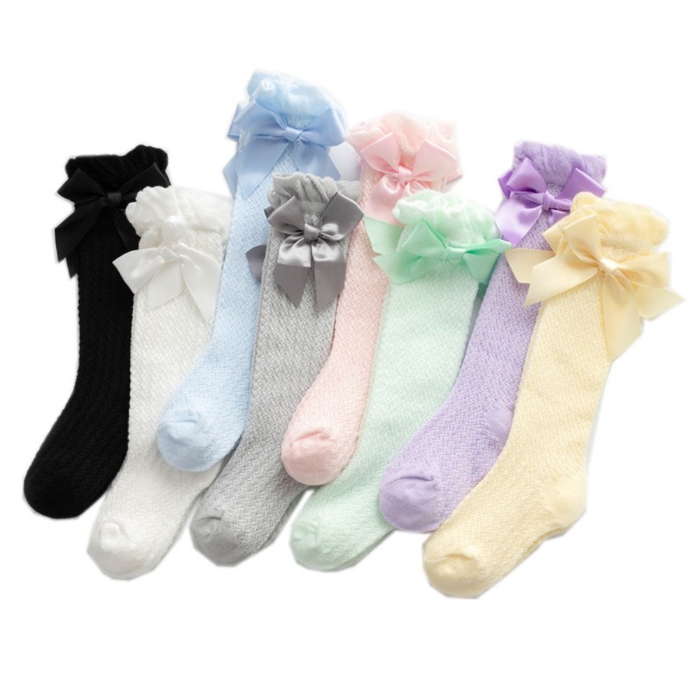 New Lolita Calf Socks Lace Mesh Y2K Hosiery Breathable Bowknot Bow Middle Tube Socks Girls