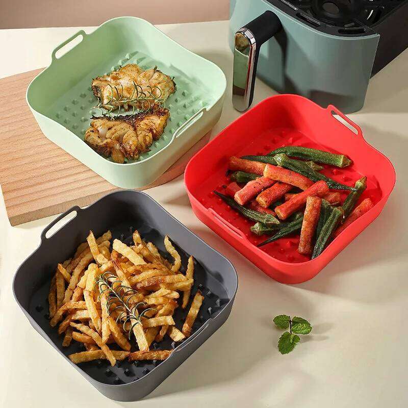 Pot Thick Reusable Silicone Square Liners Replacement of Parchment Liner Paper Air Fryer Basket