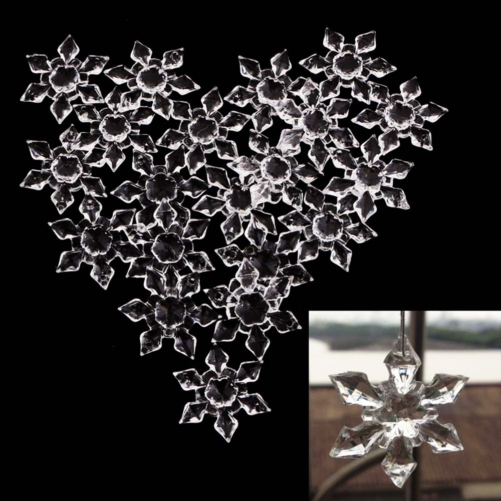 10/20Pcs Charming Festival Decoration Xmas Hanging Ornament DIY Gifts Artificial Snowflake Clear Crystal Acrylic Rhinestone Craft Christmas Tree Decor