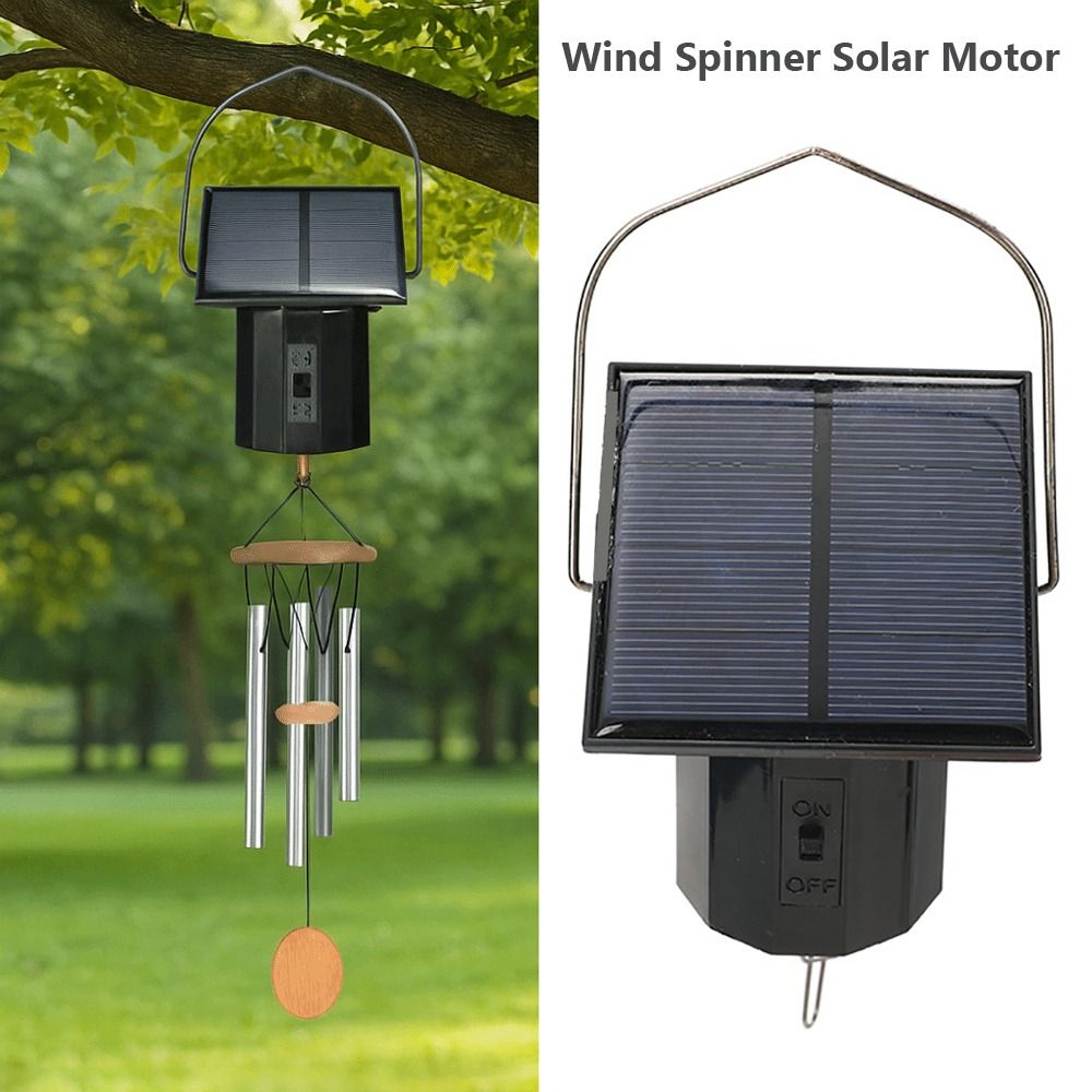 Practical Black Wind Spinner Solar Motor With Hook Plastic Solar Rotating Motor Solar Powered Versatile Wind Chime Motor