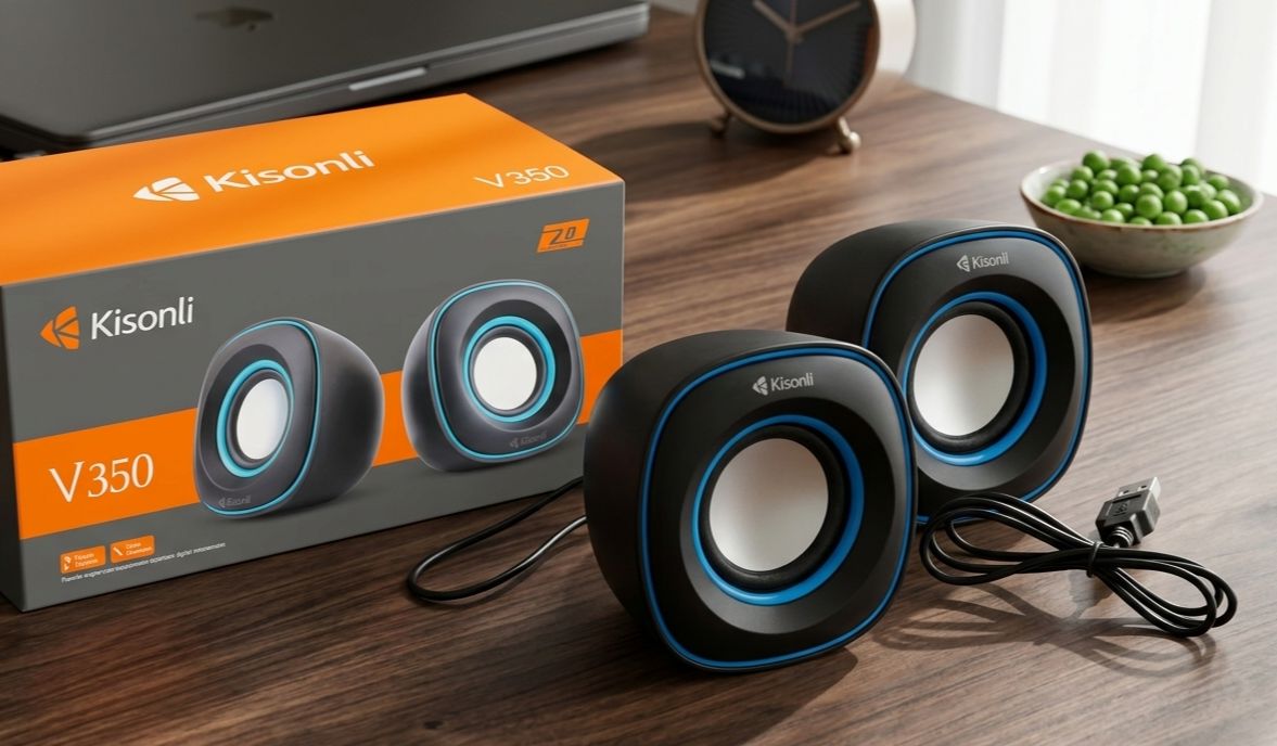 Kisonli V350 Multimedia USB Speaker For PC And Laptops Deep Bass