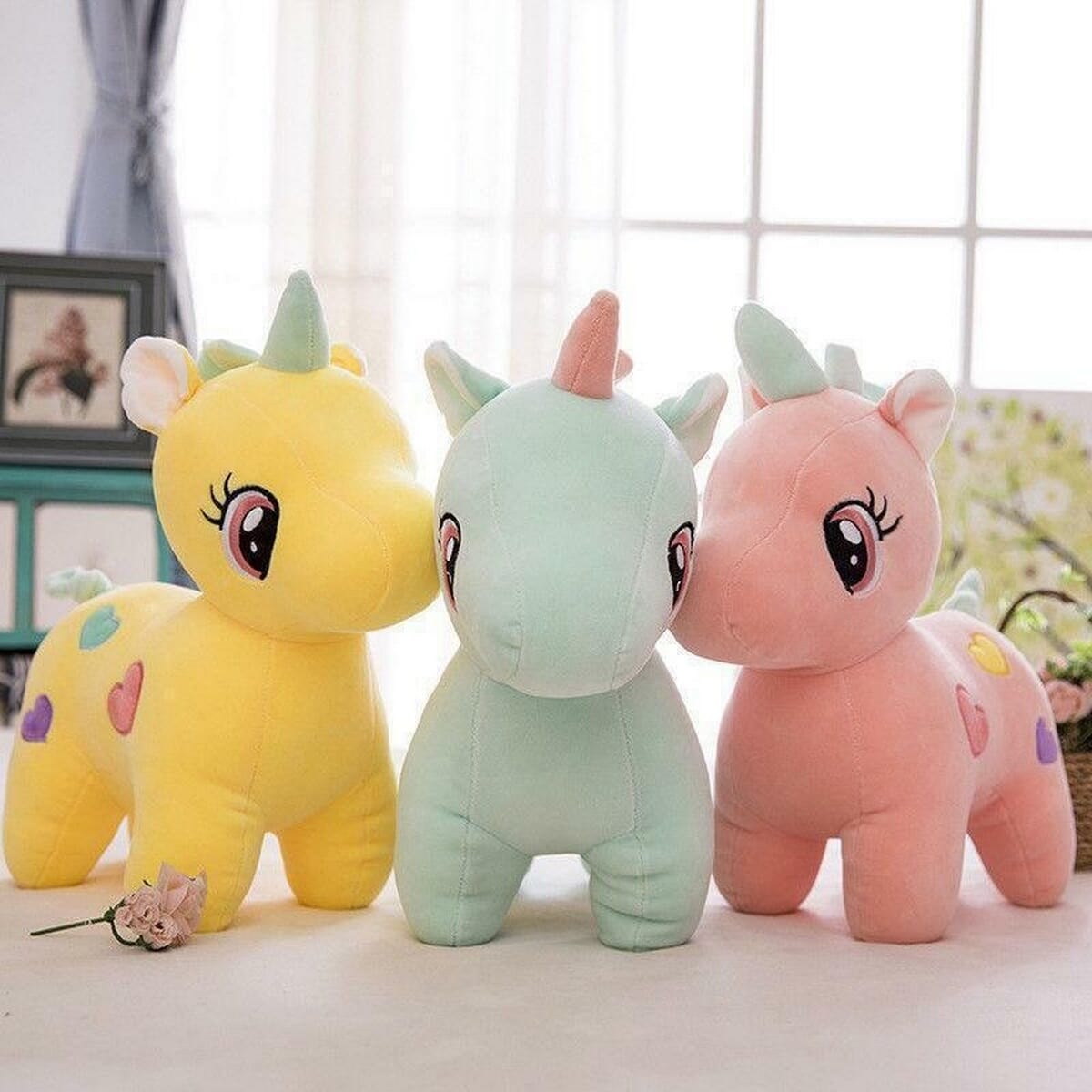 1Pcs Cute Unicorn Plush Fluffy Stuffed Animal Lovely Cartoon Doll Toys Baby Kids Gift