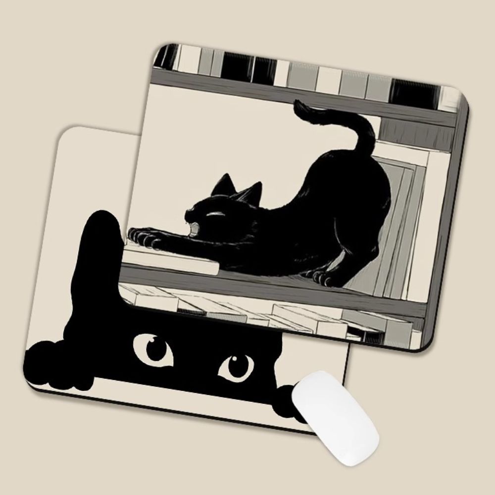 Cartoon Desk Mat Cat Mouse Pads Anti-Slip Waterproof Cat Mouse Mat Thickened Literary Black Cat Mouse Pad Office Desk