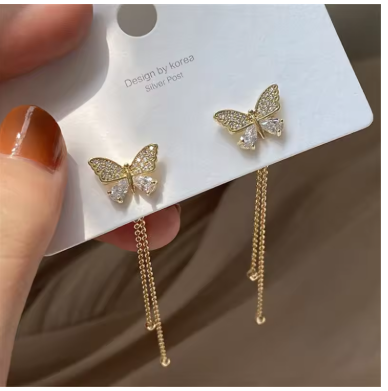 Butterfly Tassel Dangle Earrings - A stylish blend of vintage charm and modern elegance, perfect for parties, weddings, or bridal looks