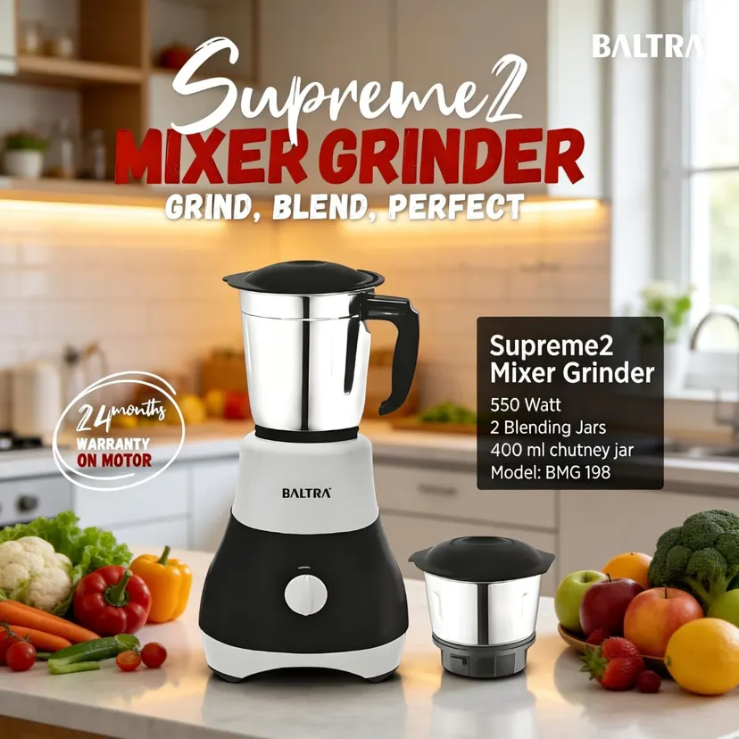 Baltra 2 jar MIxer Grinder BMG196/ 1 years Full Service Warranty