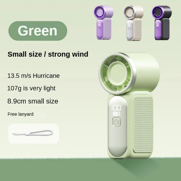Ultra-Light Pocket Portable Mini Fan with LED Display - Handheld Turbo Fan, 360° Strong Airflow, USB-C Fast Recharge,