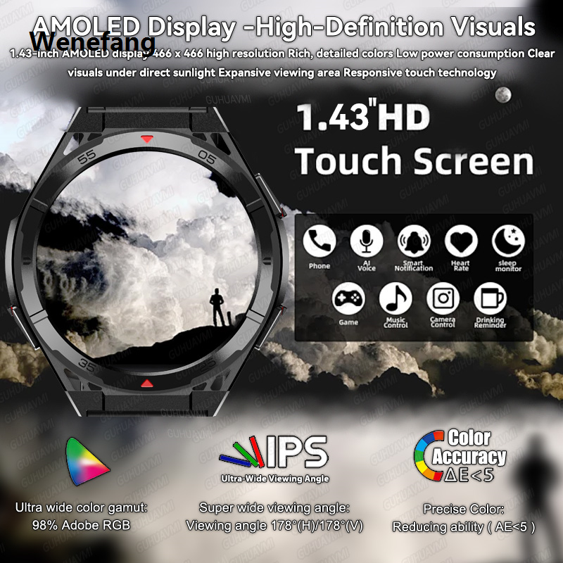 Wenefang 2025 New For HUAWEI GPS Outdoor Smart Watch AMOLED Screen Heart Rate Fifty percent discount Bluetooth Call IP69K Waterproof Swimming Man Smart Bracelet