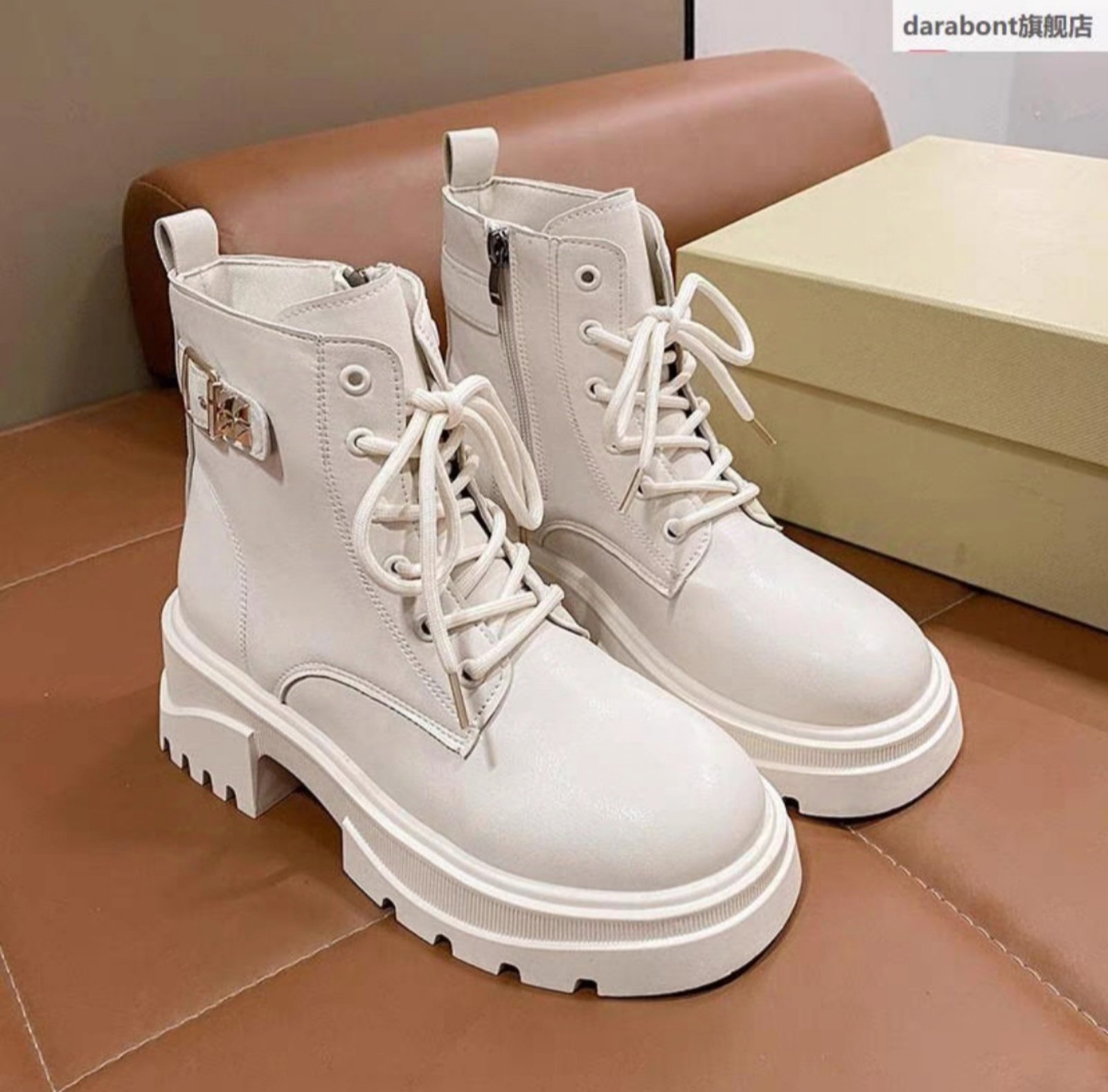 Autumn Winter Women Punk Women Ankle Double Block Chunky Short Boots Martins Boots Female Casual Classic Shoes