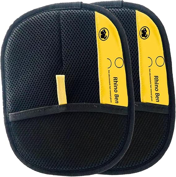 Rhino Ben Pet Hair Remover Glove Reusable Dog Cat Fur Cleaning Grooming Mitt Pad Set