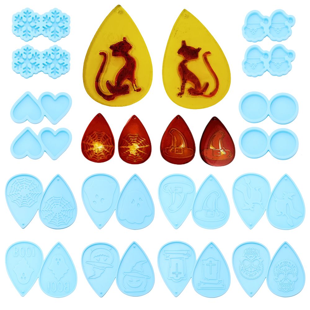Casting Pendant Resin Mould Snowflake Earrings Silicone Mold Ear Studs Christmas Molds Halloween Pumpkin