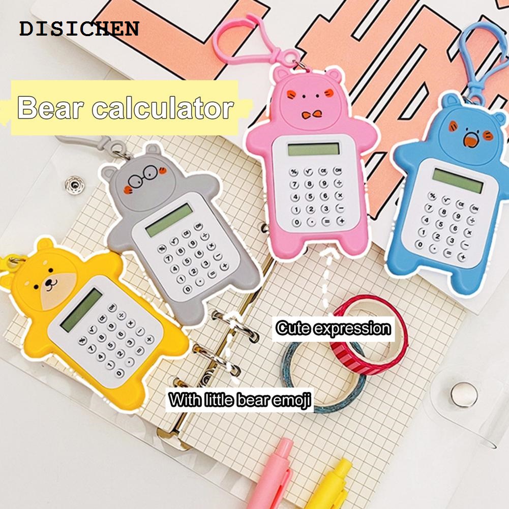 DISICHEN 【2025 Version】 School Supplies Calculator Battery Powered Counting Creative Cute Bear Shape 8-Digit Desktop Small Calculator