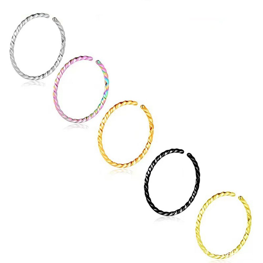 Vintage Temperament Stainless Steel Ear Clips Fashion Design Girl Gift Body Jewelry Women Nose Clip Fake Piercing Twist Nose Rings
