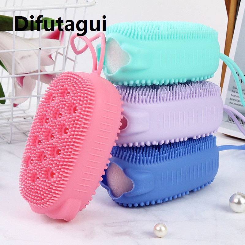 Difutagui 2025 Shower Cleaning Bath Brushes Body Scrubber Silicone Double-sided Use Massage Relax Bath Shower Brush Cleaner Cleaning Tool
