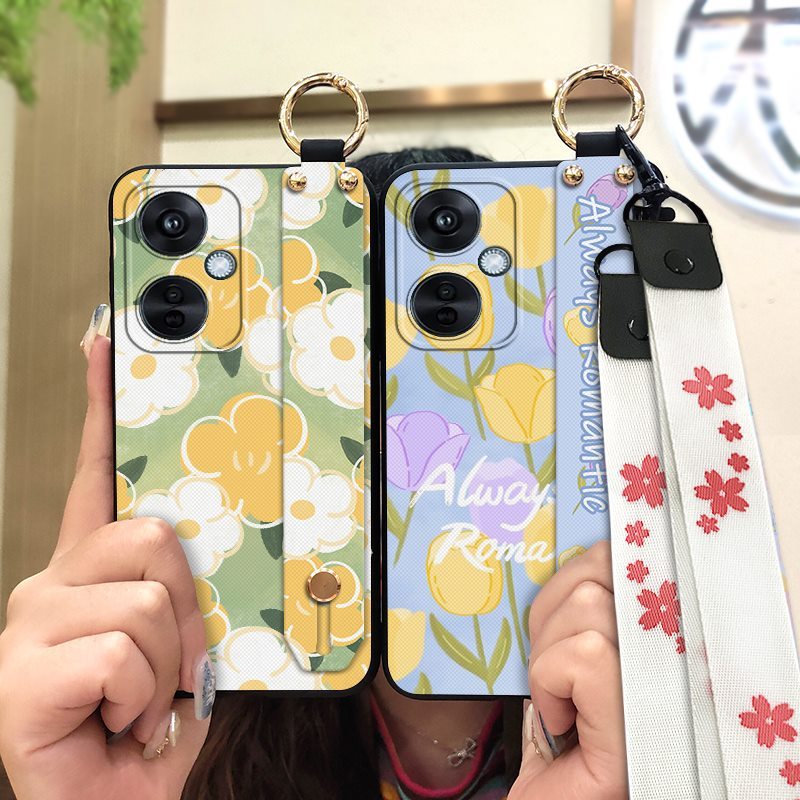 Shockproof flower Phone Case For OPPO K11X/1+Nord CE3 Lite 5G/Nord N30 Kickstand Phone Holder Wrist Strap protective