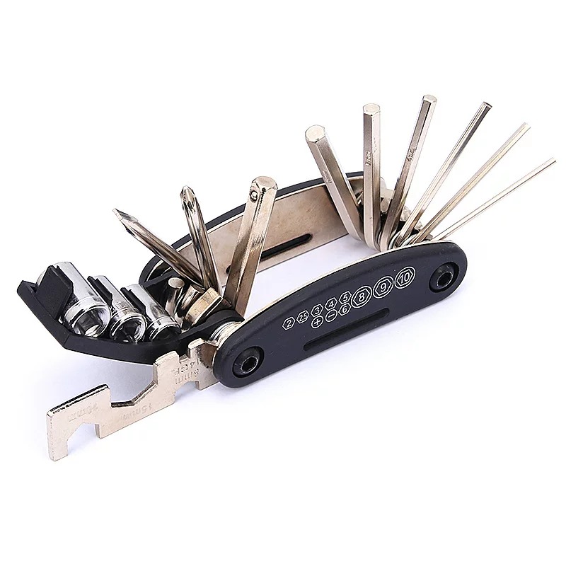 16-in-1 Multi-Function Repair Tool Kit | Portable Bike Multi Tool with Hex Keys, Socket Wrenches, Screwdrivers & Spoke Wrench for Bicycle, Motorcycle & Home Maintenance
