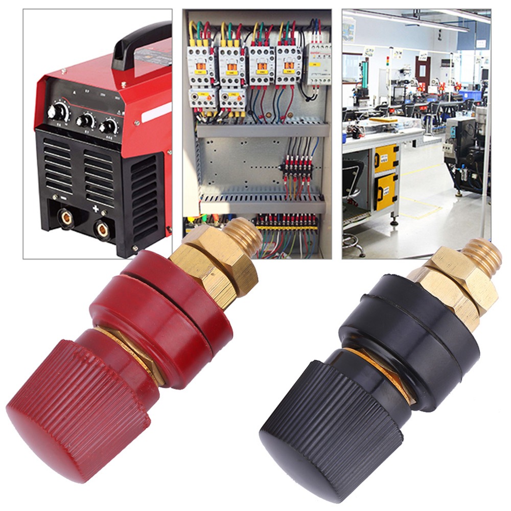 2PCS Durable M8 Thread 555 Binding Post 200A 220V-380V Remote Battery Power Junction Post Red and Black 12mm Diameter Terminal Post Power Junction