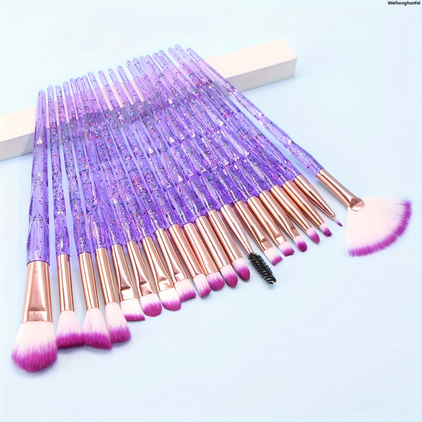 WeihonghunfeiSales promotion 20pcs Glitter Colored Handle Makeup Brushes Sets For Eye Shadow Eyeliner Foundation Blush Lip Makeup Brushes Powder Liquid Cream, Perfect Gift For New Year Valentine's Day - Gift Set Mother's Day Gift