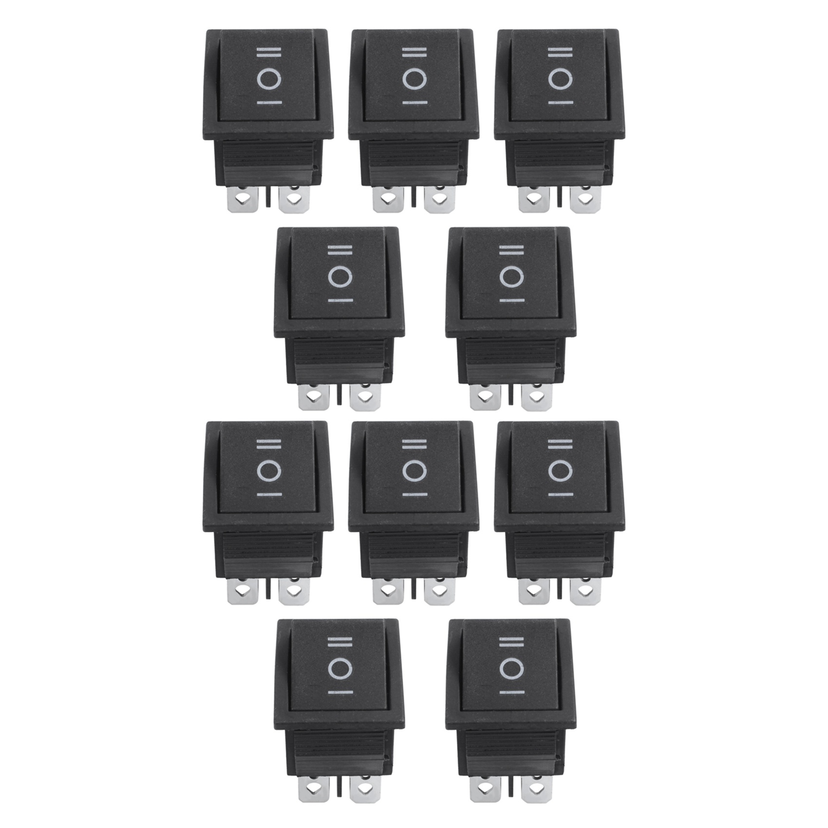 FORIDE 10 Pcs 6 Pin DPDT Black Button On/Off/On Rocker Switch AC 250V/15A 125V/20A