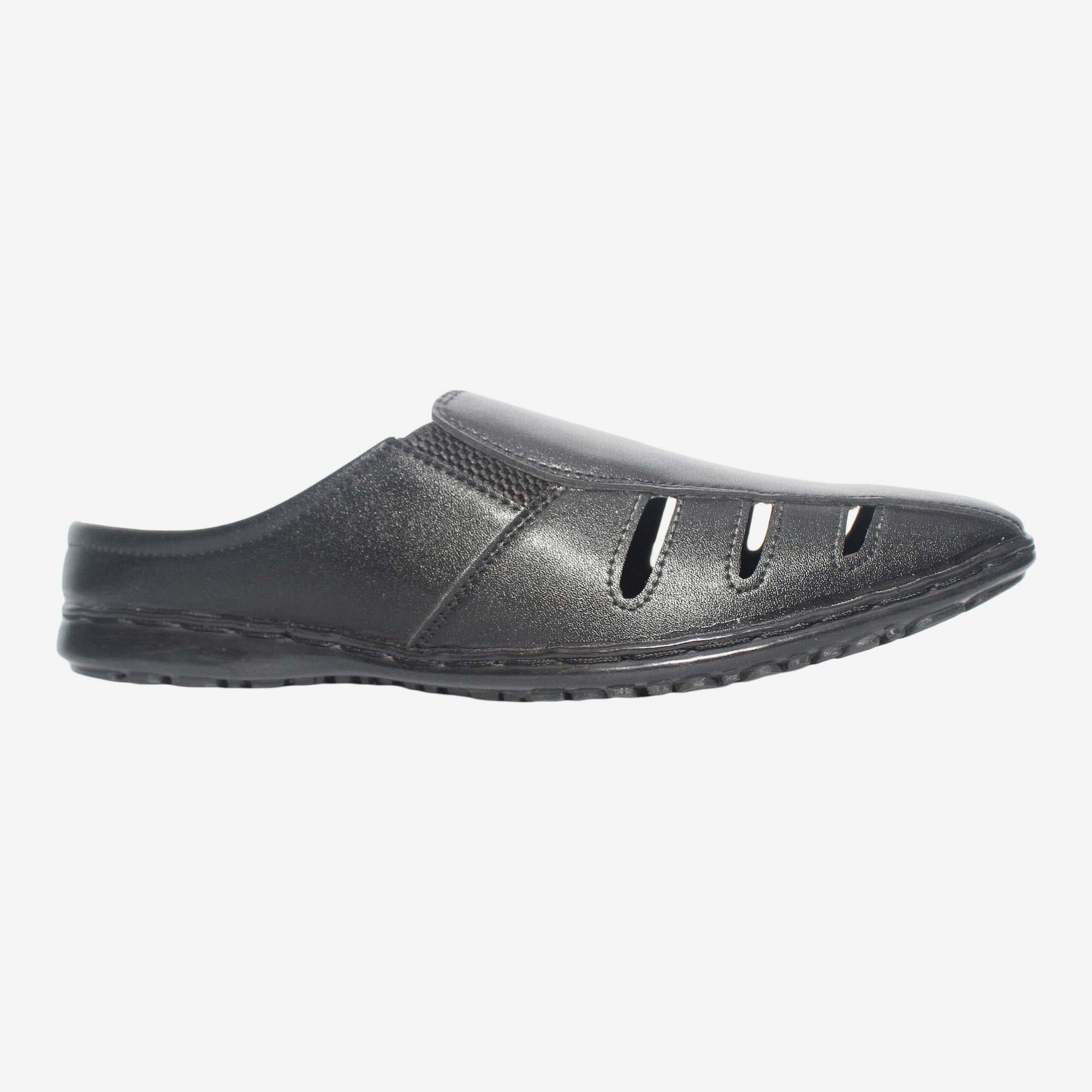 Black Casual Leather Summer Sandal For Men