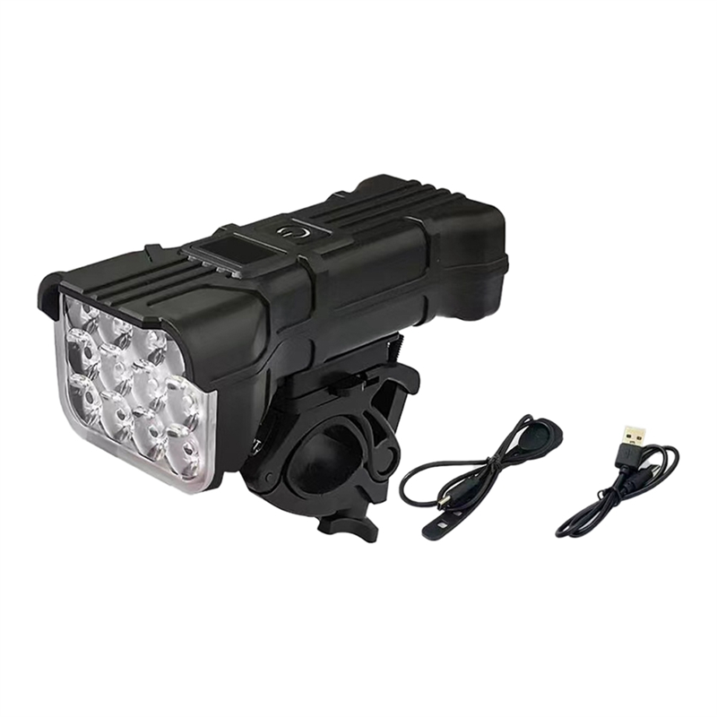 12 LED Bike Light Highlight USB Rechargeable Waterproof Bicycle Headlight with Bicycle Horn Durable Easy Install