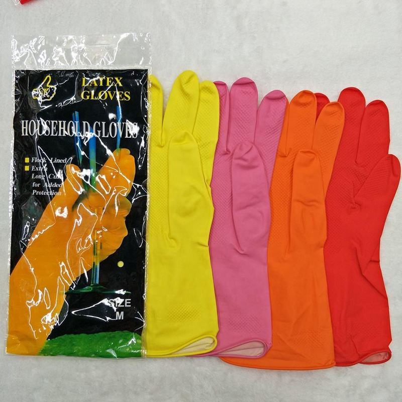 40g 30cm Waterproof Reusable Natural Natural Rubber Latex Kitchen Cleaning Gloves Anti-Slip for Dishwashing Household Work