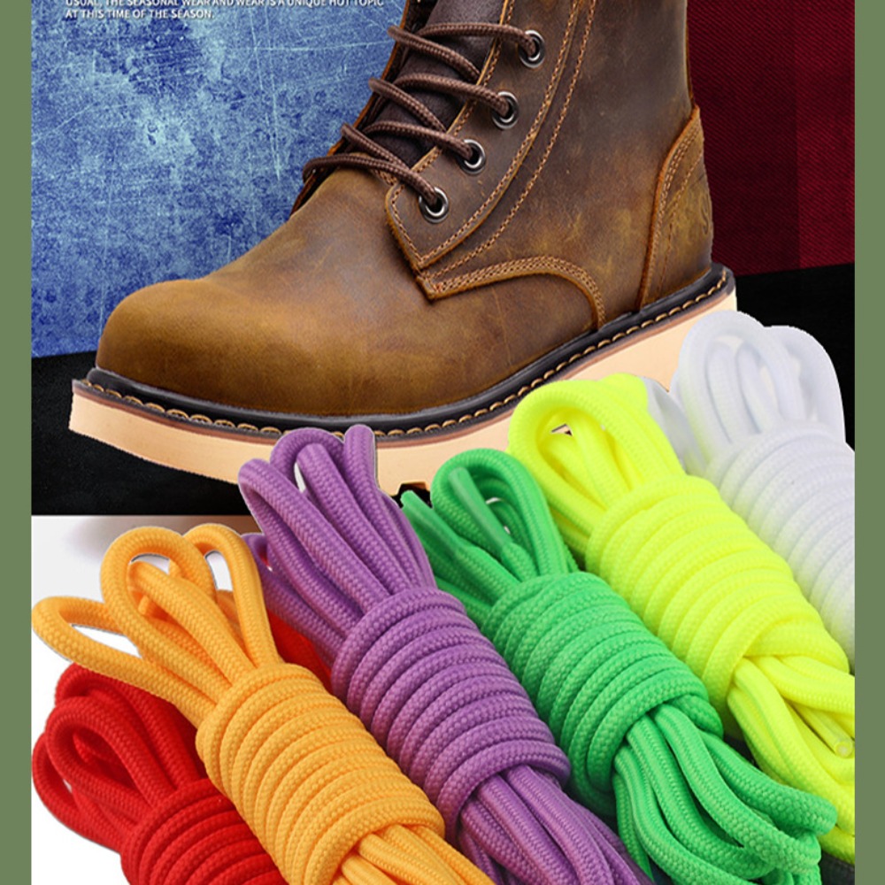 1 Pair New Strong Round Shoe Laces 120cm 140cm 4 MM Boot Laces Classic Polyester Fibre Colour Shoelaces Work Shoes