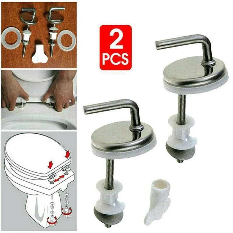 2 Pcs Seat Fix Fitting Stainless Steel Back Wall Replacement Hinges Easy To Install Quick Release Toilet Accessories