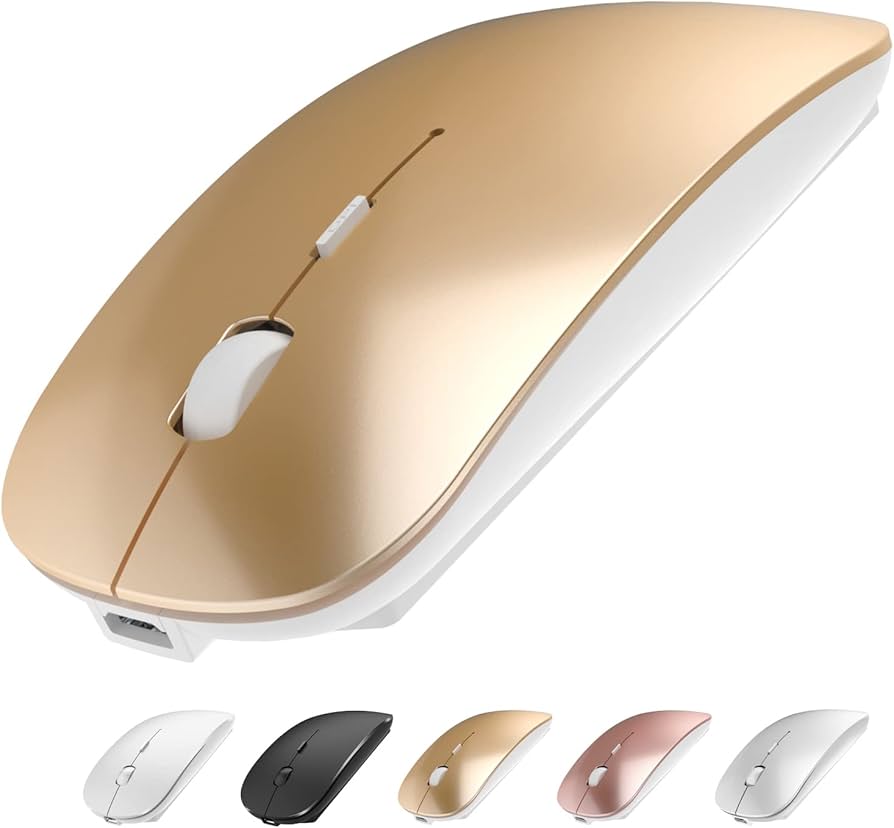 Wireless Mouse, Slim Rechargeable Wireless Silent Mouse, 2.4G Portable USB Optical Wireless Mouse