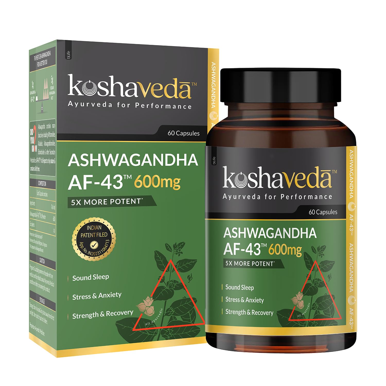 MuscleBlaze Ashwagandha AF-43 600mg 60 Capsules For Sound Sleep, Managing Daily Stress, Strength & Recovery