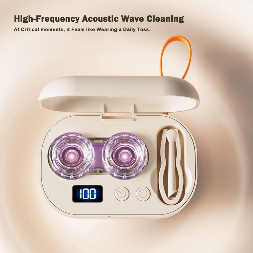 New Ultrasonic Contact Lens Cleaner Smart Timer Portable Contact Lens Cleaning Machine Rechargeable Fast Ultrasonic Lens Cleaner Fit Disposable Soft, Colored Lenses